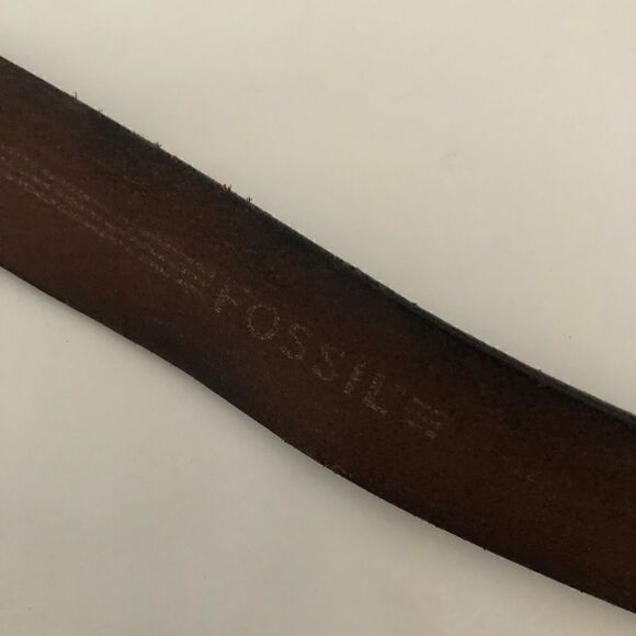 Fossil brown leather belt with square buckle - Picture 7 of 8